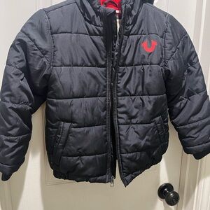 True Religion Black Puffer Jacket for Kids